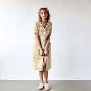 OffOn Gingham Cotton Short Sleeve Dress